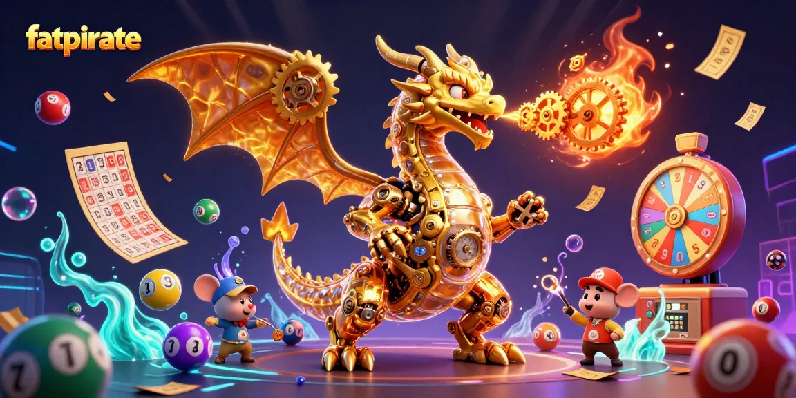 Experience the excitement at fatpirate with a golden dragon and vibrant casino elements.