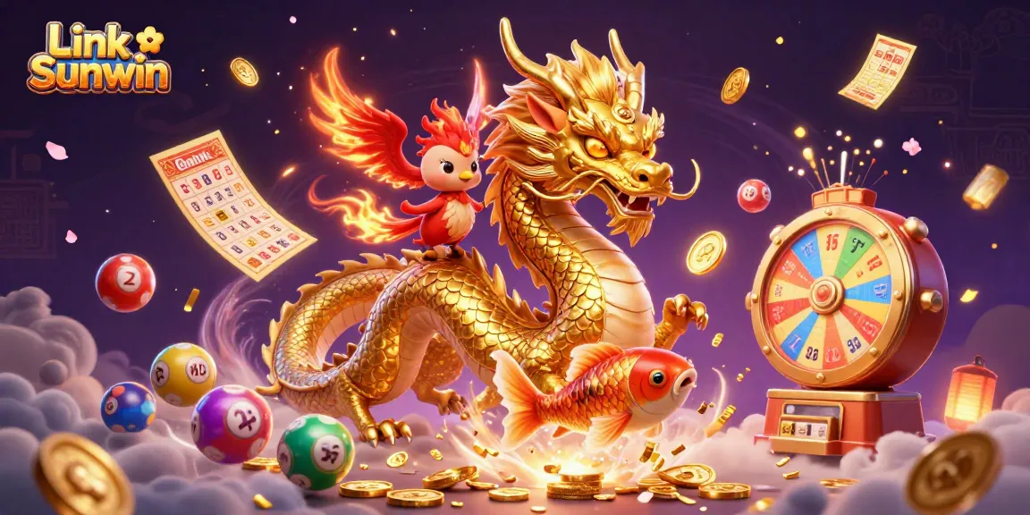 Engage with Link Sunwin and discover exciting games featuring a vibrant 3D dragon, phoenix, and koi fish.
